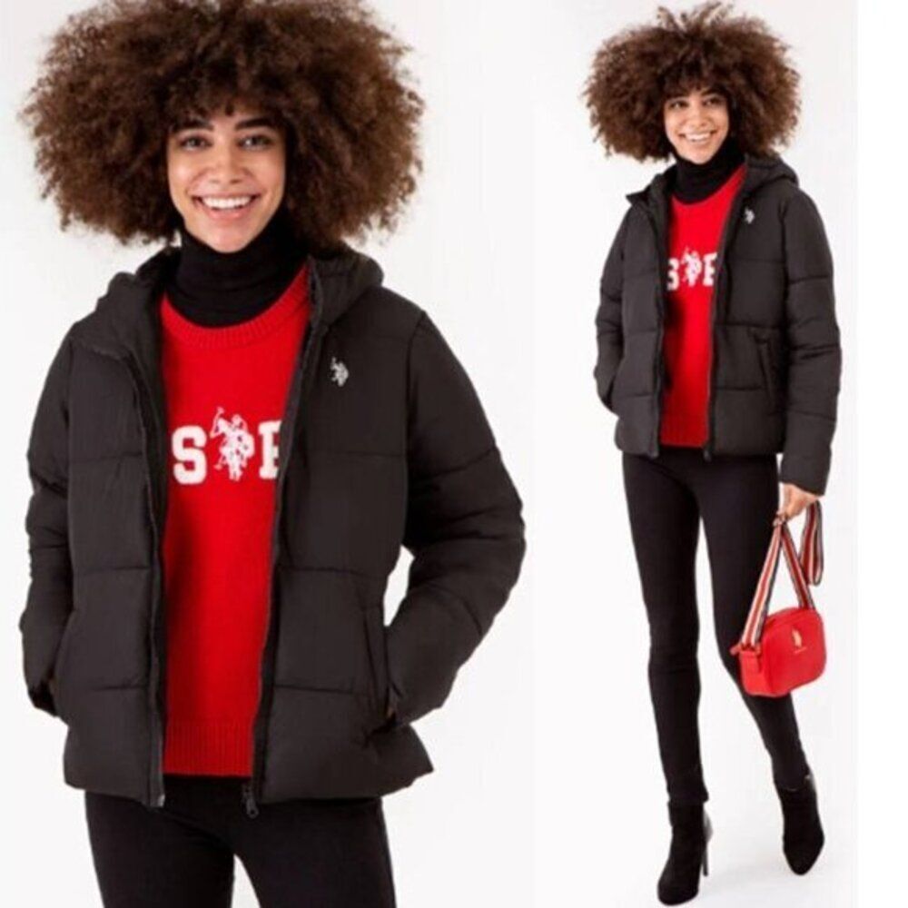 US Polo Women Hooded Puffer Jacket